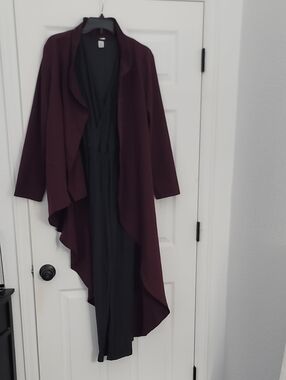 Women’s Draped Open-Front Sweater Cardigan - Plum